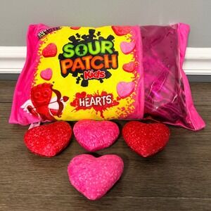 Sour Patch Kids Hearts Plush Pillow Bag with 4 Removable Hearts